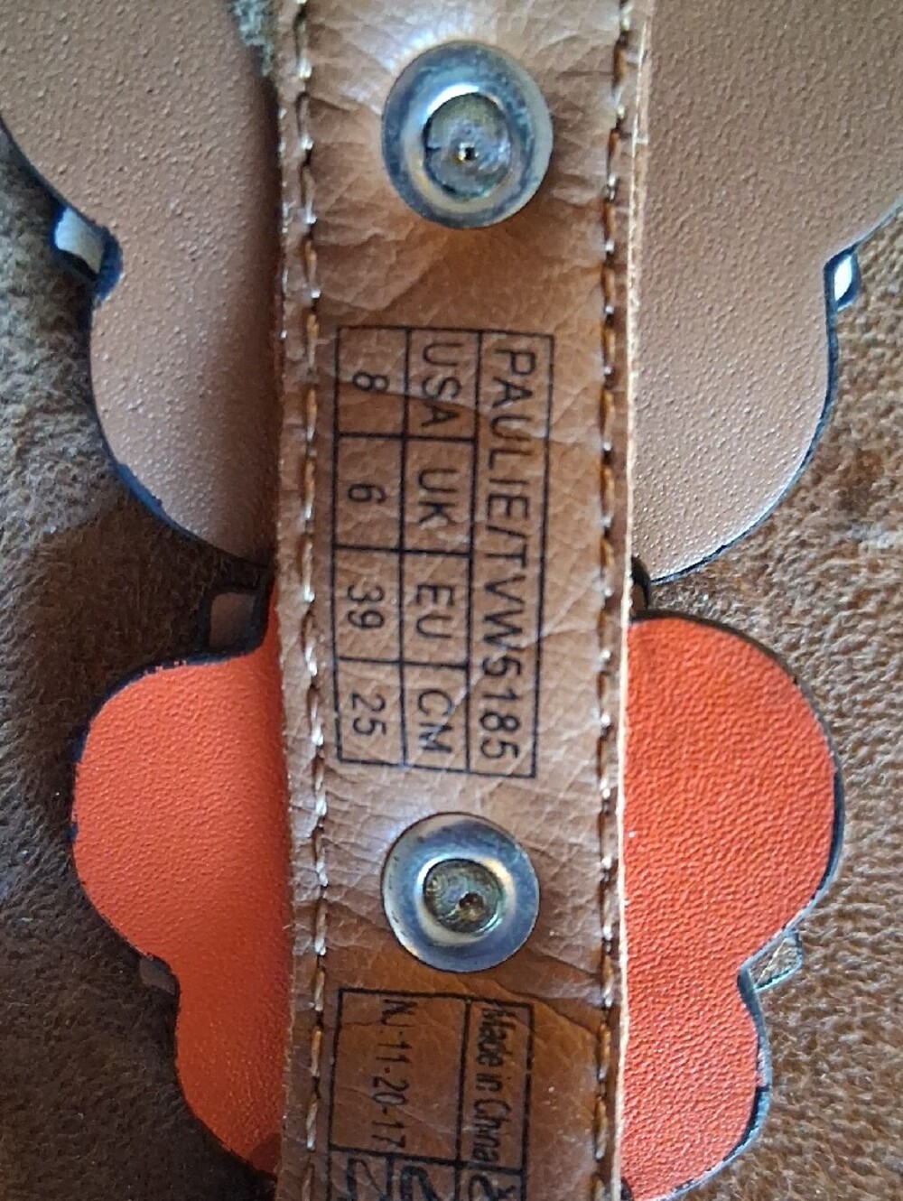 Vionic Brown Paulie T-Strap Sandals with Coral and White Floral Accents - Picture 14 of 14